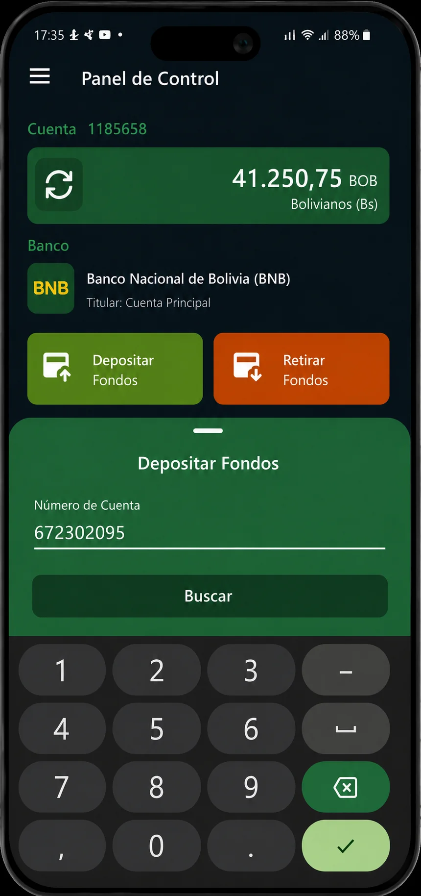 Pantalla de Depósito con QR Simple